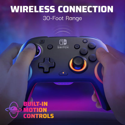 PDP Afterglow Wave Wireless RGB Gaming Controller - Nintendo Switch/Switch Lite/Switch - OLED Model, Nintendo Switch 2, LED Lighting, Rechargeable Battery - Black