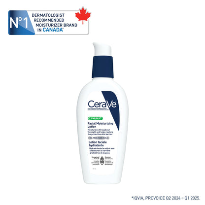 CeraVe Facial Moisturizing Lotion Pm | Ultra Lightweight, Night Face Moisturizer With Hyaluronic Acid | Fragrance Free, 89 Milliliters (1 Pack)