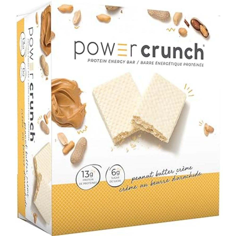Power Crunch Protein Bars Peanut Butter Crème 12 Count – High Protein Wafer Bar, 13g Protein, Low Sugar, Cream-Filled Snack Bar Power Crunch
