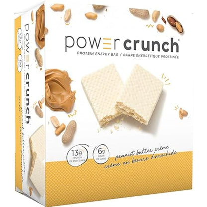 Power Crunch Protein Bars Peanut Butter Crème 12 Count – High Protein Wafer Bar, 13g Protein, Low Sugar, Cream-Filled Snack Bar Power Crunch