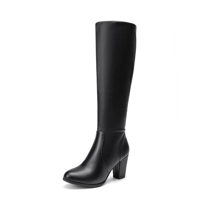DREAM PAIRS Women Knee High Chunky Slouch Boots,Black/Pu,7 🍁 All In One Marketplace Canada