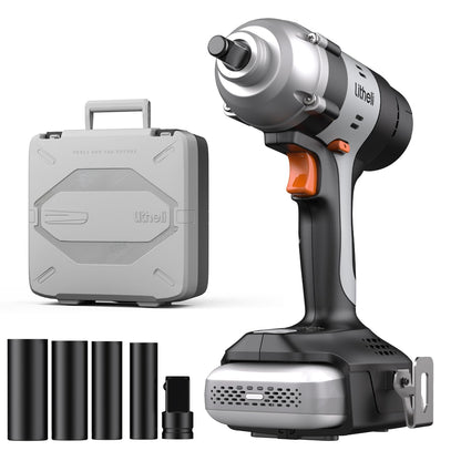 LiTHELi 20V Cordless Impact Wrench Kit with 2.0Ah Battery, 1/2" Hog Ring Impact Gun, Max 295ft-lbs & 3000IPM, 5 Torque Settings, 5 Sockets & Blow Molded Case, for Car Tire, Home Repair & DIY