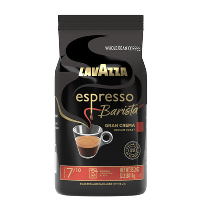 Lavazza Espresso Barista Gran Crema Whole Bean Coffee Blend, Medium Espresso Roast, 1 KG - 2.2 LB, 100% Arabica