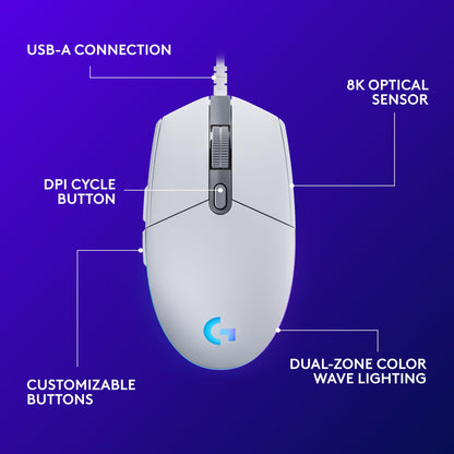Logitech G203 Wired Gaming Mouse - White