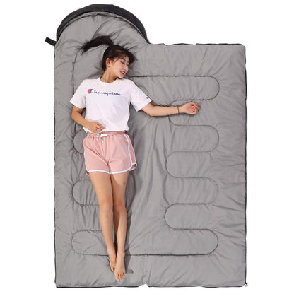 Sleeping Bag 3 Seasons (Summer, Spring, Fall) Warm & Cool Weather - Lightweight,Waterproof Indoor & Outdoor Use for Kids, Teens & Adults for Camping Hiking, Backpacking and Survival (Black Grey)