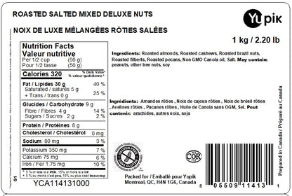 Yupik Deluxe Roasted Salted Nut Mix – 1kg Premium Blend of Cashews, Brazil Nuts, Hazelnuts & Pecans