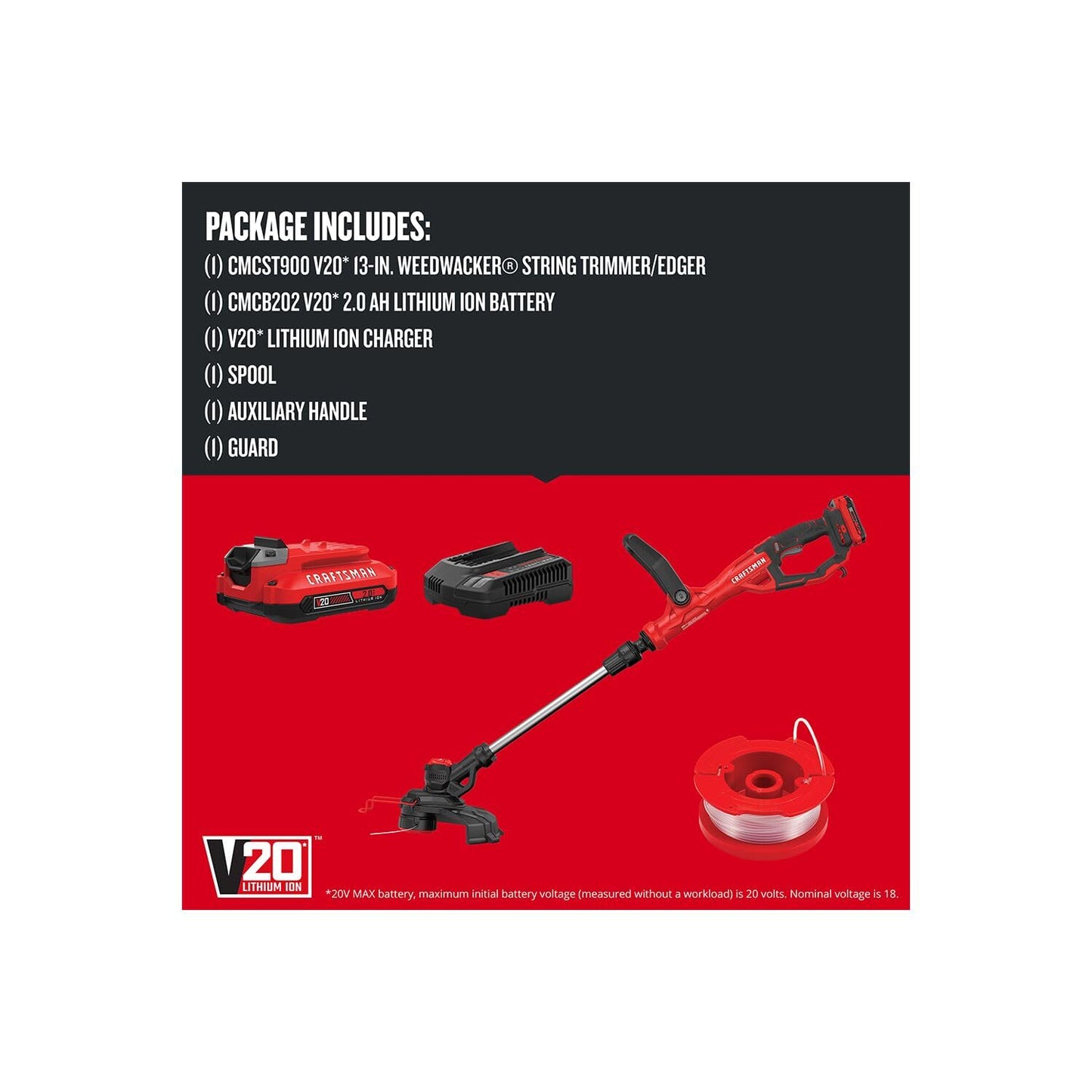 CRAFTSMAN Weedwacker V20 Cordless String Trimmer with 13-in Cutting Radius, Automatic Line Feed (CMCST900D1-CA) 🍁 All In One Marketplace Canada