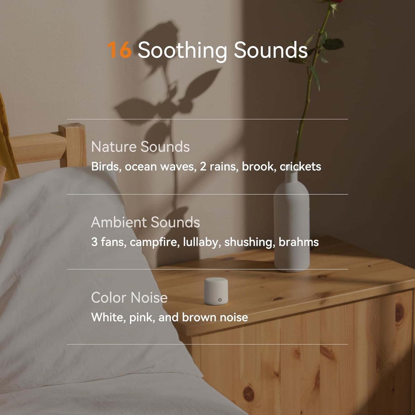 Dreamegg White Noise Machine - Portable Sound Machine Baby Adult, Travel White Noise Sound Machine, 16 Soothing Sounds, Rechargeable, Mini Sound Machine for Sleeping Baby Shower Home Hotel Gift, White - Available at All In One Marketplace Canada