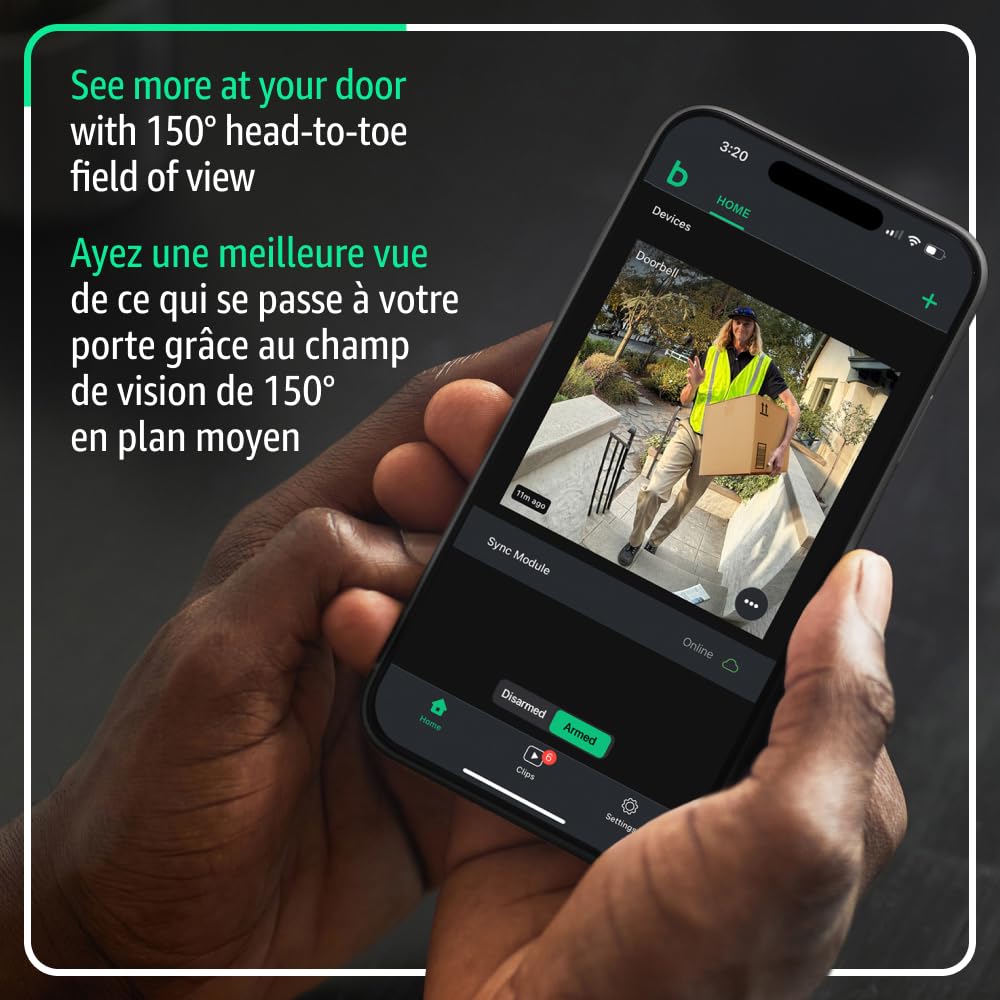 Blink Video Doorbell – Head-to-toe HD view, two-year battery life, simple setup. Sync Module Core included – System (White)