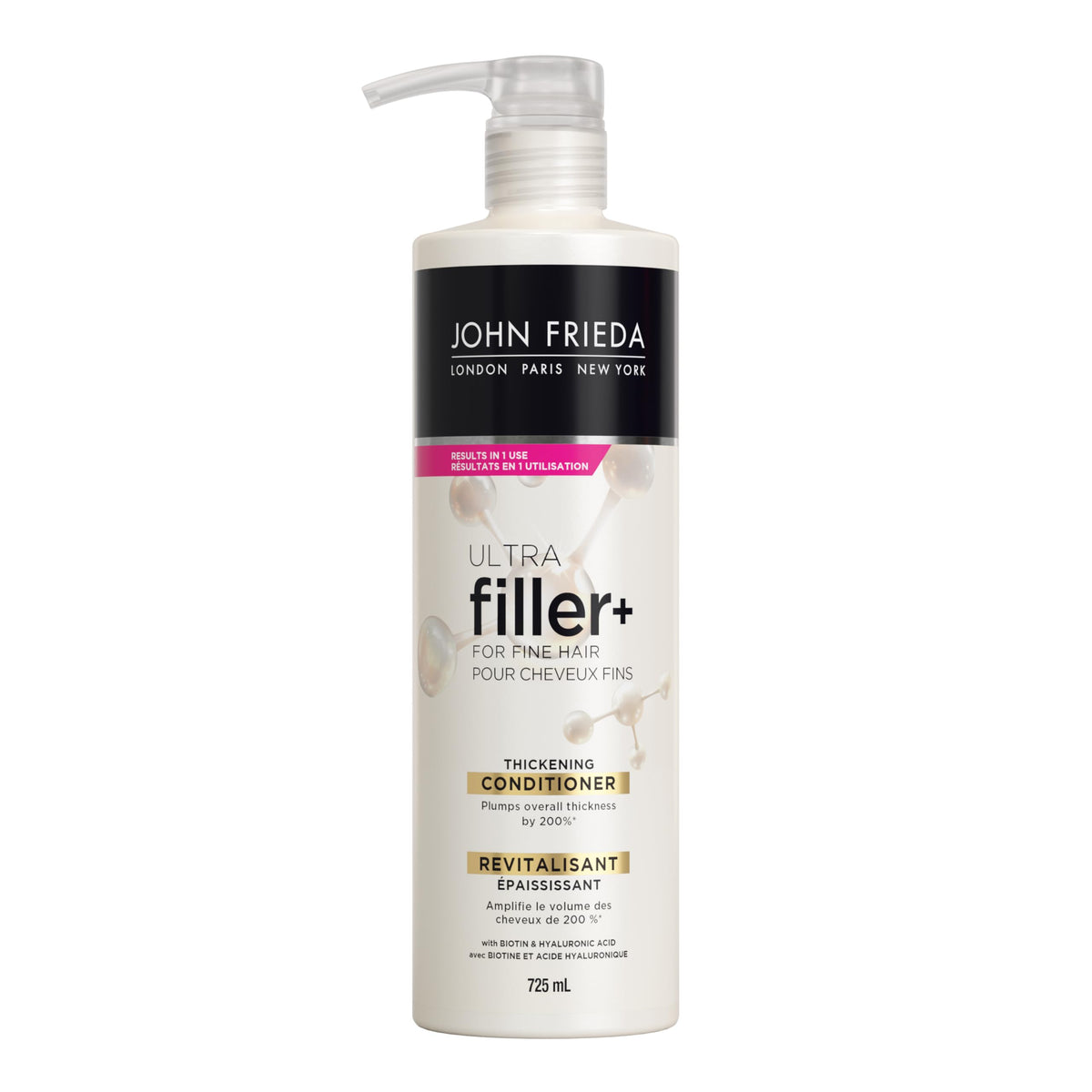 John Frieda ULTRAfiller+ Thickening Conditioner for Fine, Thin Hair | Infused wit Biotin & Hyaluronic Acid | Thicker, Fuller, Stronger hair | VALUE SIZE (725mL)