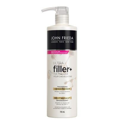 John Frieda ULTRAfiller+ Thickening Conditioner for Fine, Thin Hair | Infused wit Biotin & Hyaluronic Acid | Thicker, Fuller, Stronger hair | VALUE SIZE (725mL)