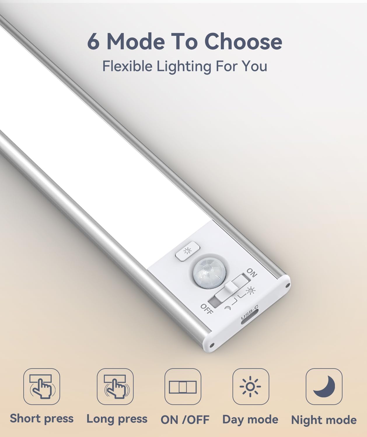 Under Cabinet Lighting, LED Motion Sensor Light Indoor, 2200mAh USB Rechargeable Closet Lights Battery Operated, Stick On Magnetic Wireless Dimmable Under Counter Lights for Kitchen, Stairs (2 Pack) - Available at All In One Marketplace Canada