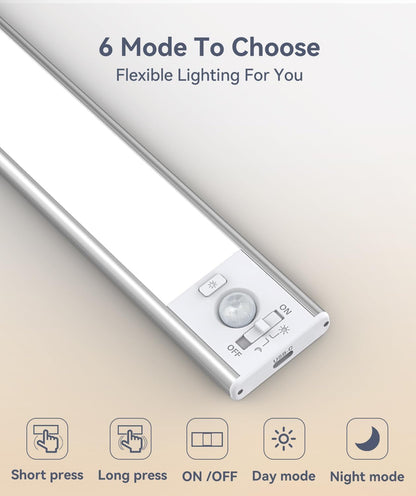 Under Cabinet Lighting, LED Motion Sensor Light Indoor, 2200mAh USB Rechargeable Closet Lights Battery Operated, Stick On Magnetic Wireless Dimmable Under Counter Lights for Kitchen, Stairs (2 Pack) - Available at All In One Marketplace Canada