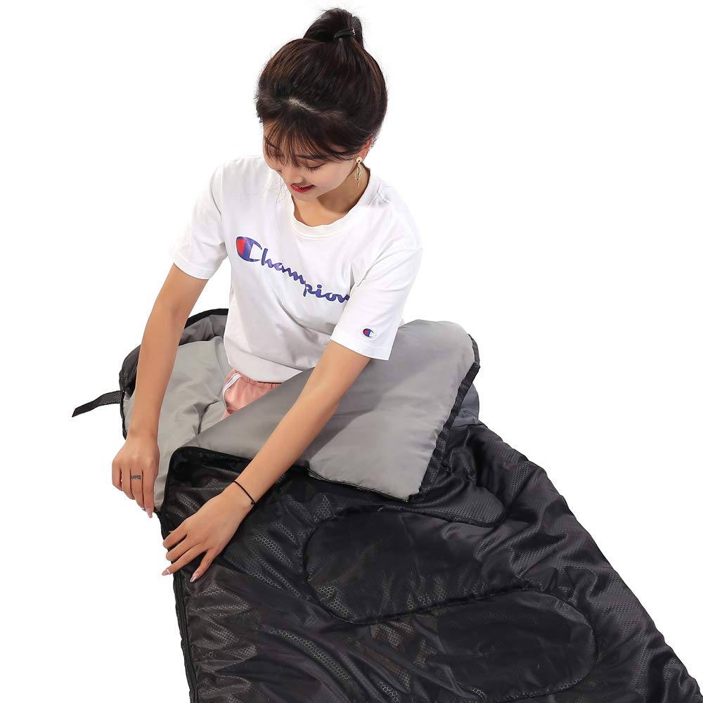 Sleeping Bag 3 Seasons (Summer, Spring, Fall) Warm & Cool Weather - Lightweight,Waterproof Indoor & Outdoor Use for Kids, Teens & Adults for Camping Hiking, Backpacking and Survival (Black Grey)