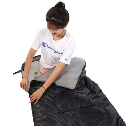 Sleeping Bag 3 Seasons (Summer, Spring, Fall) Warm & Cool Weather - Lightweight,Waterproof Indoor & Outdoor Use for Kids, Teens & Adults for Camping Hiking, Backpacking and Survival (Black Grey)