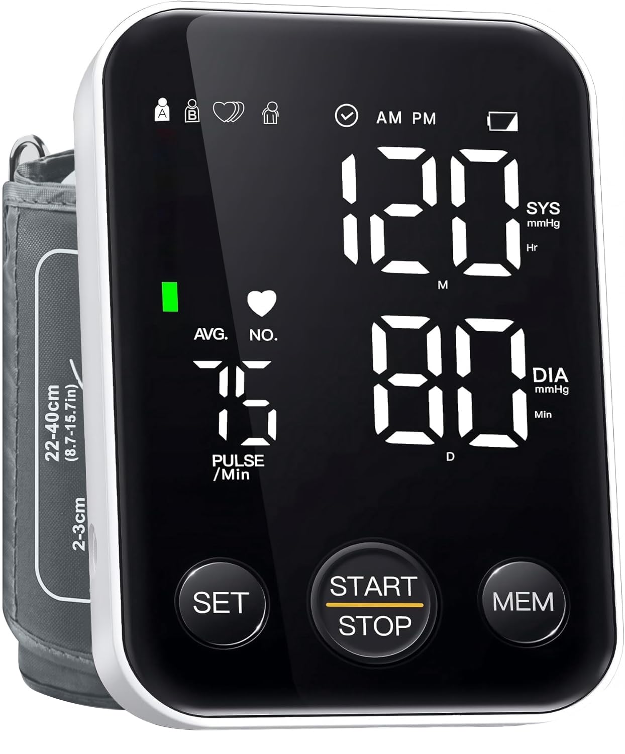 Blood Pressure Machine for Home Use Automatic Blood Pressure Monitor with 2x120 Reading Memory Adjustable Arm Cuff 8.7"-15.7" with Large LED Backlit Display Black - Available at All In One Marketplace Canada