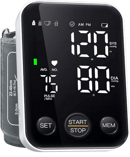Blood Pressure Machine for Home Use Automatic Blood Pressure Monitor with 2x120 Reading Memory Adjustable Arm Cuff 8.7"-15.7" with Large LED Backlit Display Black - Available at All In One Marketplace Canada