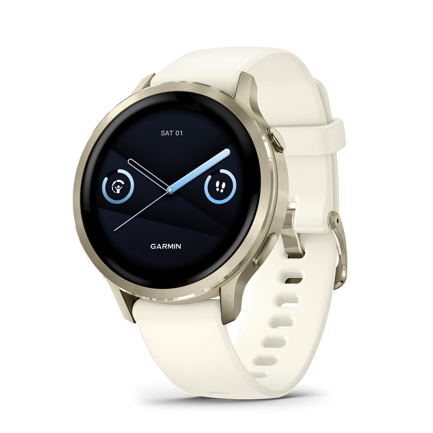 Garmin Venu® 4, 41mm, Advanced Health and Fitness GPS Smartwatch, Bright and Colorful Display, Built-in Flashlight, 10 Days of Battery Life, Lunar Gold with Bone Silicone Band 🍁 All In One Marketplace Canada