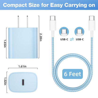 4 Pack USB C Charger for iPhone 16 15 Charger Fast Charging, 20W USB C Fast Charger Block with 6FT USB C to C Cable for iPhone 16 15 Pro Max/15 Plus/iPad Pro12.9/11,iPad Air,iPad mini Android Phones
