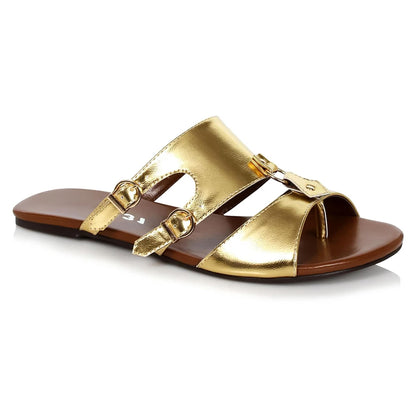 Sandales gladiateur spartiates plates pour homme Ellie Shoes pour Halloween, Or, Très grande taille