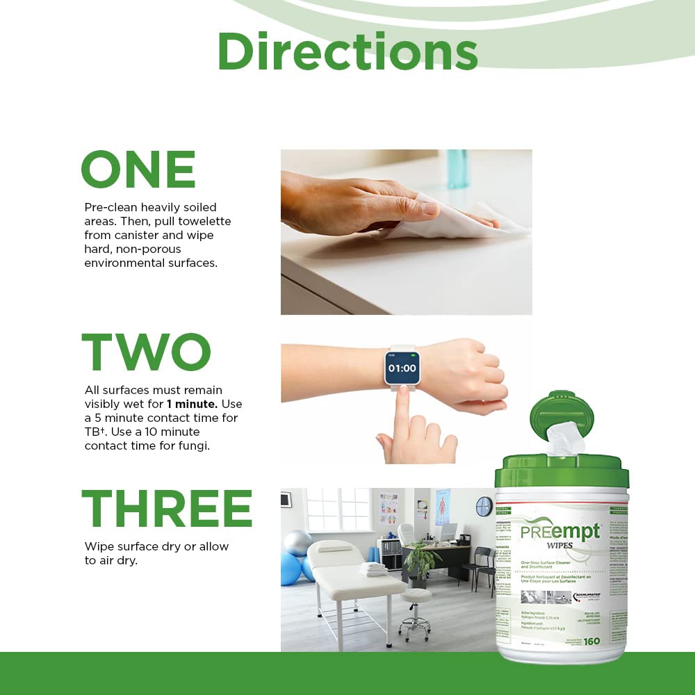 PREempt One Step Disinfectant Cleaner Wipes - All Purpose Wipes for Salons, Spas, Clinics, Studios - Wipes Canister (1 pack) - Available at All In One Marketplace Canada