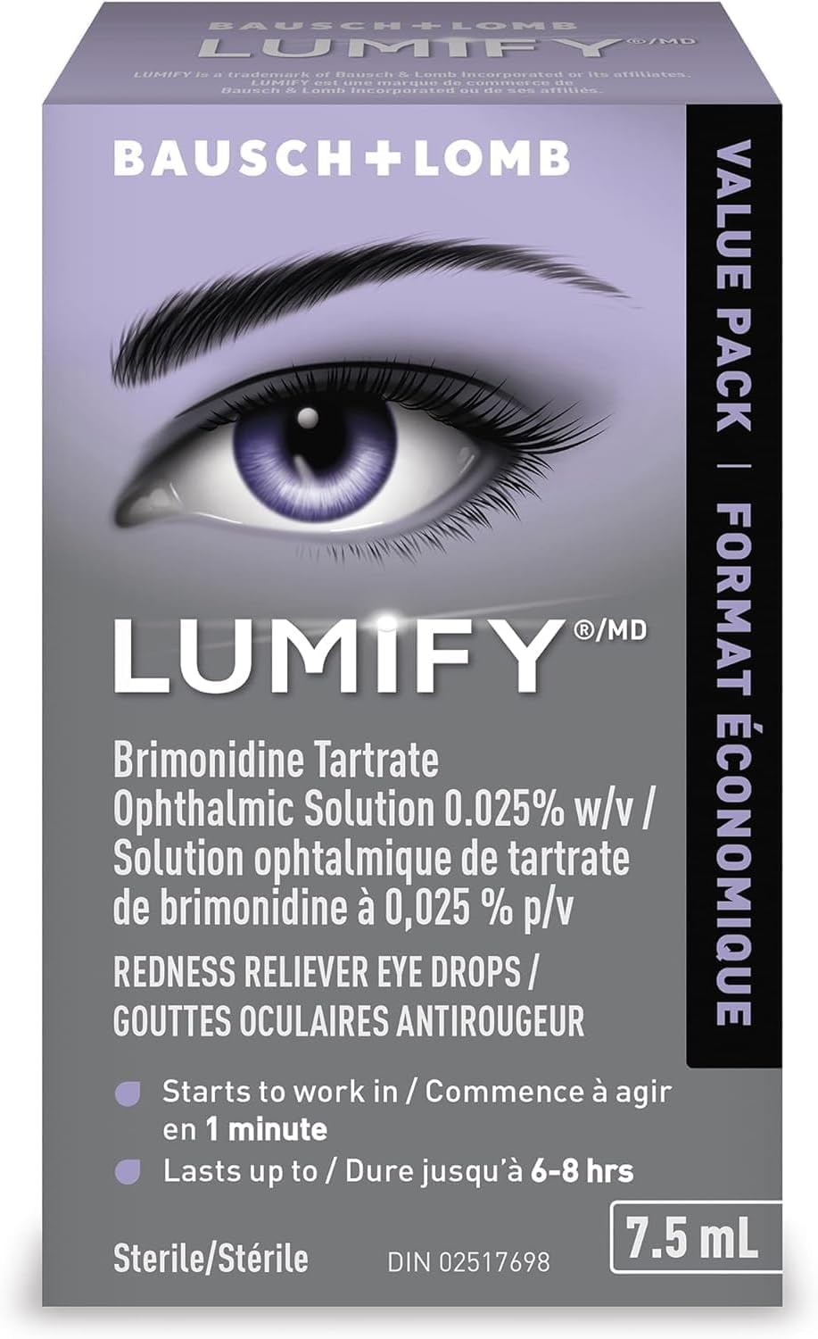 LUMIFY Eye Drops for Red Eyes, Redness Reliever for Brighter Looking Eyes, Works in 1 Minute & Lasts Up to 8 Hours, Eye Drops, 7.5 mL