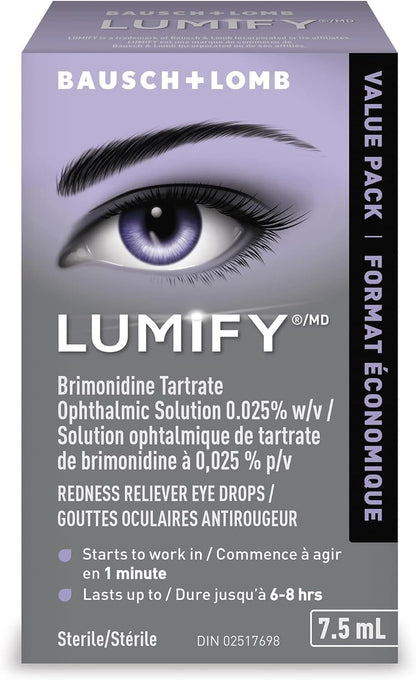LUMIFY Eye Drops for Red Eyes, Redness Reliever for Brighter Looking Eyes, Works in 1 Minute & Lasts Up to 8 Hours, Eye Drops, 7.5 mL