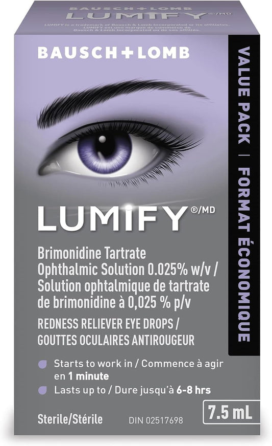 LUMIFY Eye Drops for Red Eyes, Redness Reliever for Brighter Looking Eyes, Works in 1 Minute & Lasts Up to 8 Hours, Eye Drops, 7.5 mL