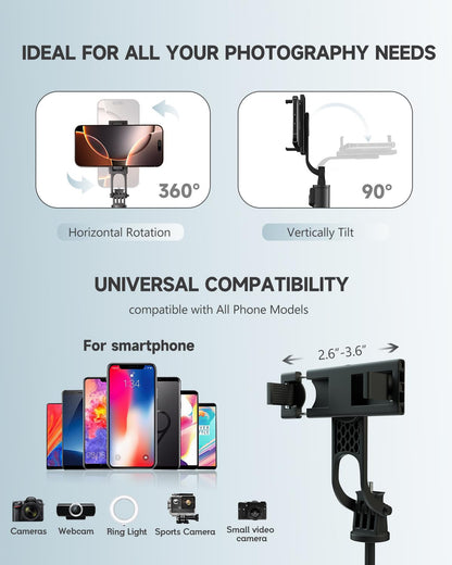 RISEOFLE 71” Phone Tripod & Selfie Stick, Portable All in One Extendable Cell Phone Tripod Stand, with Wireless Remote Control for iPhone/Samsung/Android/Camera