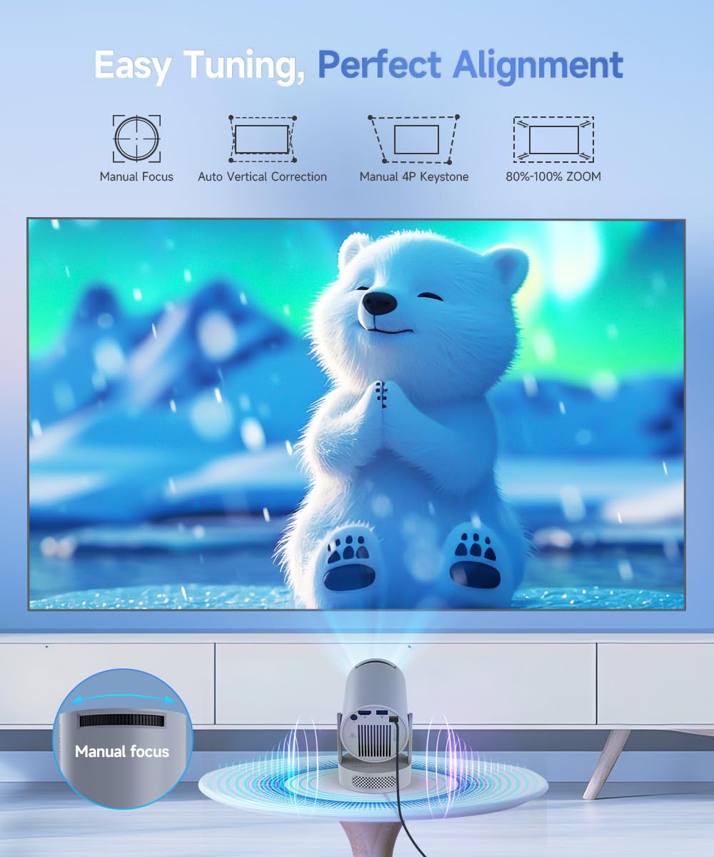 Magcubic Mini Projector with 4K Support, Portable Projecteur with WiFi 6 and Bluetooth 5.4, Auto Keystone, 200 ANSI, 180 Degree Rotation, Built-in Apps Smart Projector for Home Outdoor HY300PRO+