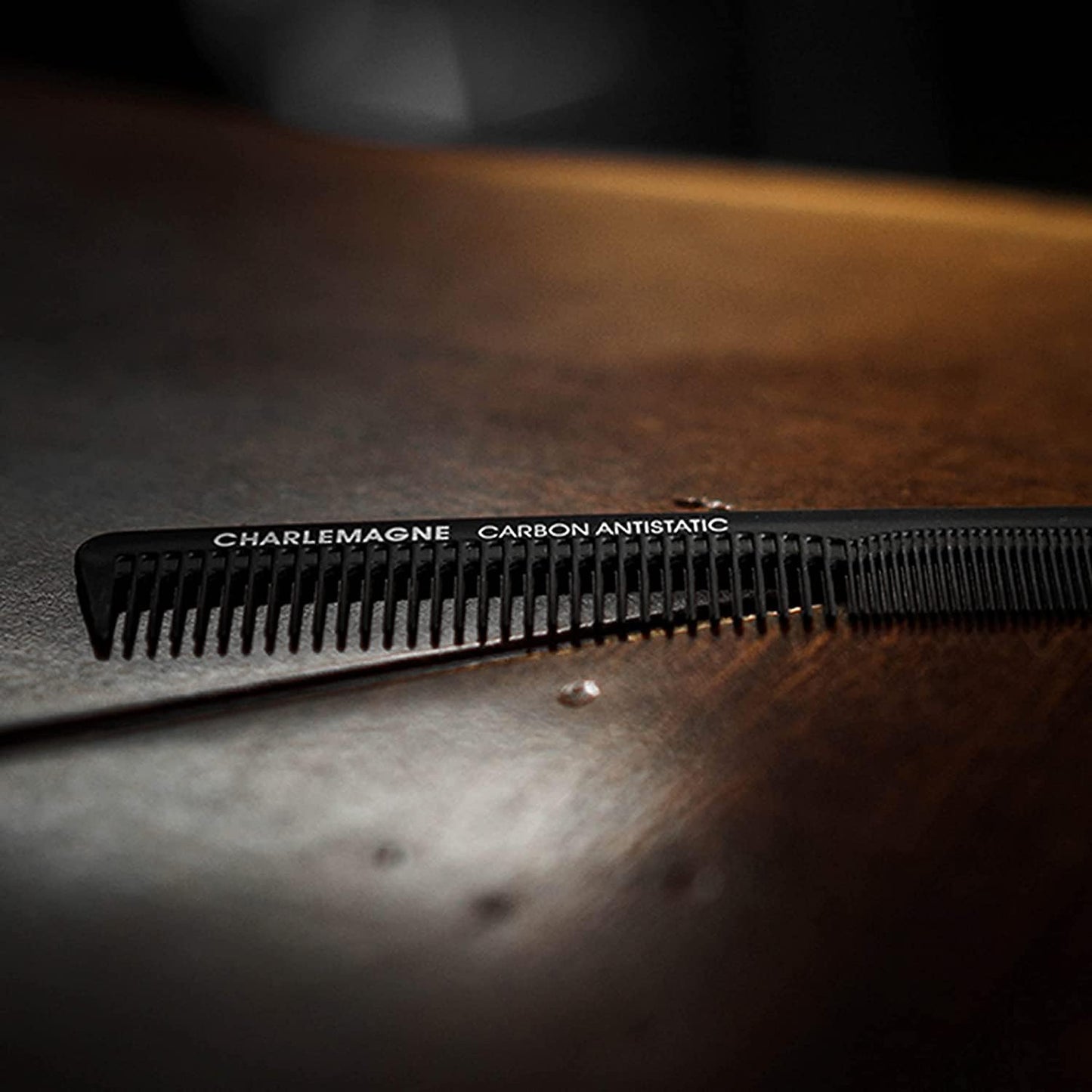 Charlemagne Carbon Fibre Hair Comb - 18 cm, Fine Tooth - Professional Barber Performance - Beard Comb for Men & Mustache Styling - Shatterproof Anti-Static Travel Groomer - Available at All In One Marketplace Canada