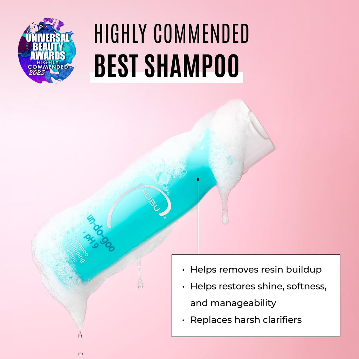 Malibu C Un-Do-Goo Clarifying Shampoo for Build Up - Deep Cleansing Treatment for Styling Product Residue - Weekly Scalp Detox, Shine Restoring, Sulfate-Free Hair Cleanser for Women & Men, 9oz