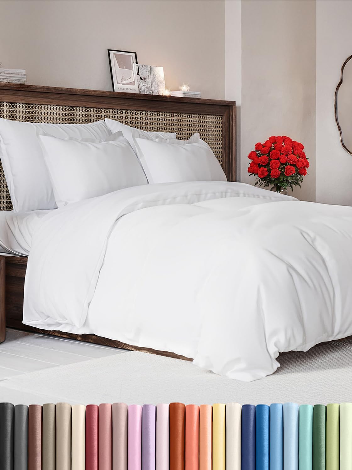White Duvet Cover Queen Size - Extra Soft Queen Size Duvet Cover - Lightweight, Comfy, Cozy & Breathable - Easy Care & Fade Free with Zipper Closures & Ties - 90" x 90" Inches - Comforter Not Included