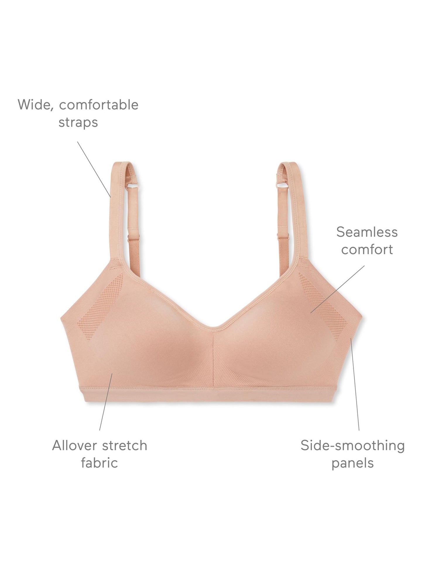 Warners Women's Blissful Benefits Underarm-Smoothing with Seamless Stretch Wireless Lightly Lined Comfort Bra Rm3911w, Toasted Almond, Large 🍁 All In One Marketplace Canada