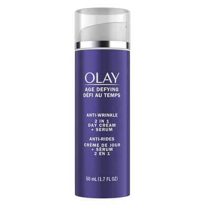 Olay Age Defying Day Face Cream, Anti-Wrinkle 2-in-1 with Face Serum with Vitamin B3, Niacinamide, 50 ml