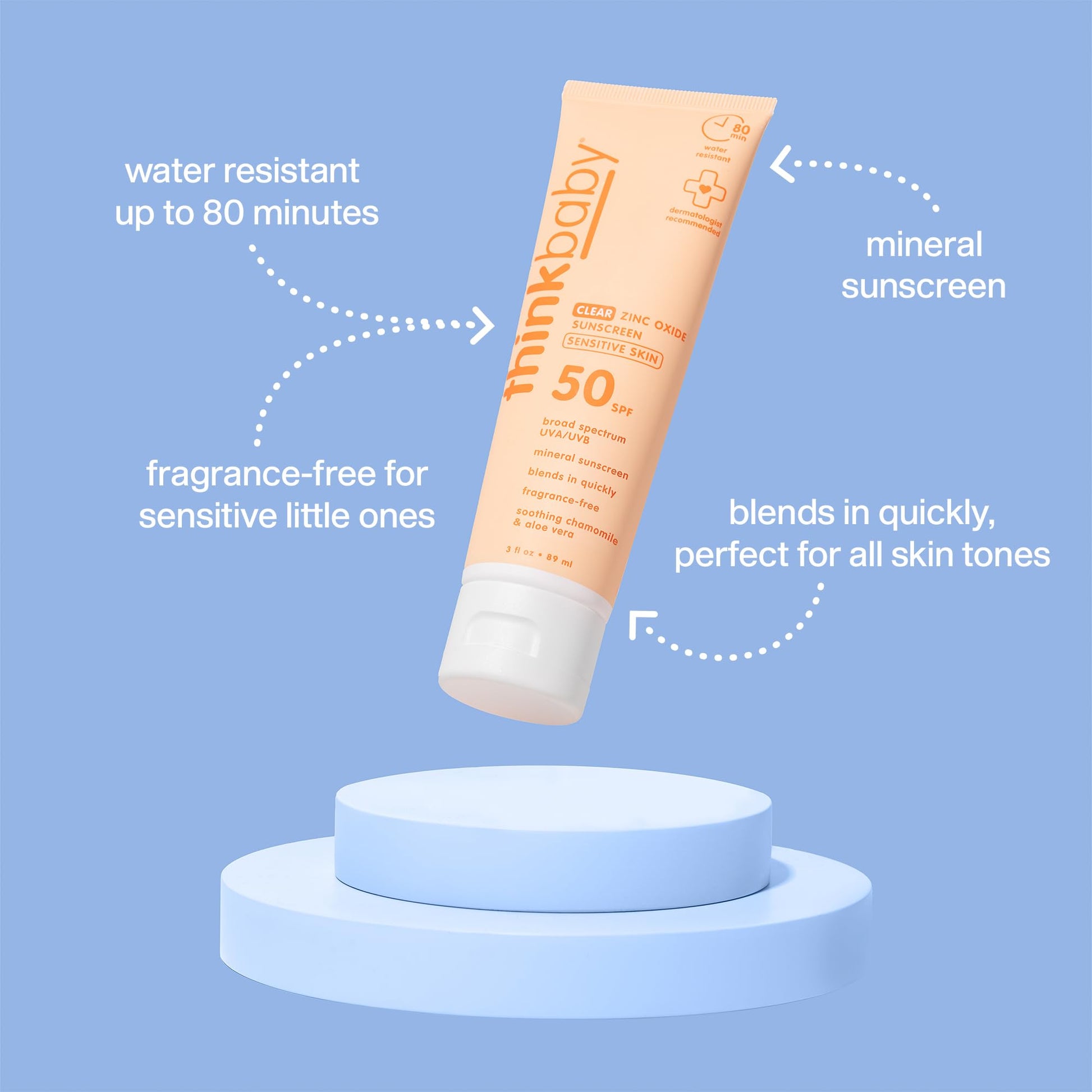 THINK Thinkbaby SPF 50+ Mineral Sunscreen for Sensitive Skin - 3 Fl Oz THINK