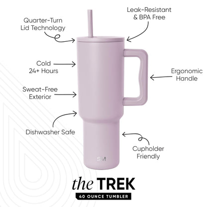 Simple Modern Tumbler with Handle and Straw | 40oz | Lavender Simple Modern
