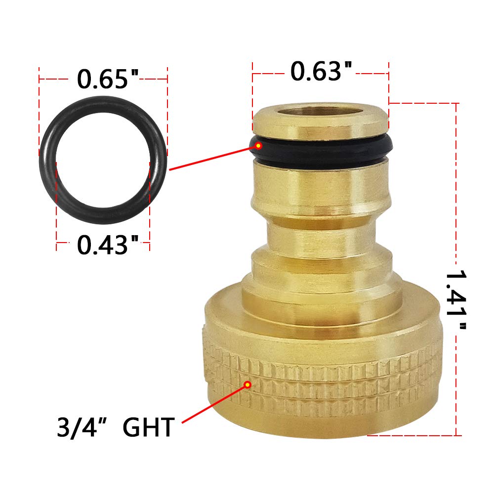 HQMPC Garden Hose Quick Connect Solid Brass Quick Connector Garden Hose Fitting Water Hose Connectors 3/4 inch GHT (2SETS) 🍁 All In One Marketplace Canada