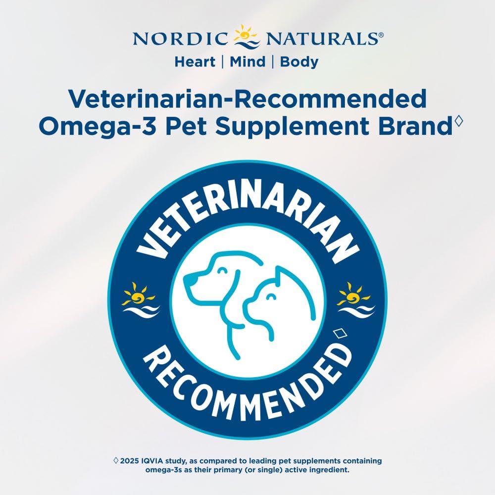 Nordic Naturals Omega 3 Pet – Fish Oil for Dogs & Cats, Supports Healthy Skin, Coat, Joints & Heart – Unflavoured, 237 ml