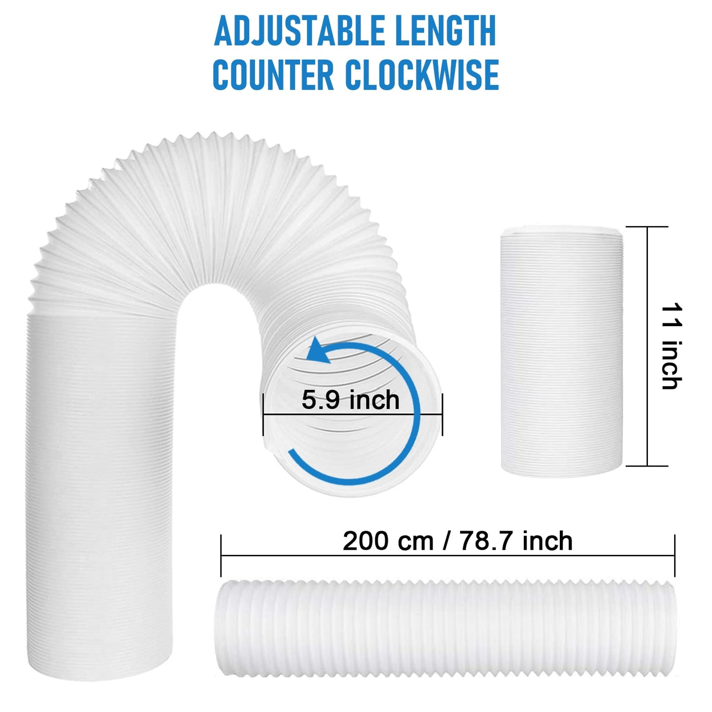 Portable Air Conditioner Window Kit with 5.9" Exhaust Hose, Portable AC Window Vent Kit for Sliding Window Seal with PVC Plate, Universal Coupler Fits 5.9 & 5.1 Inch Diameter Exhaust Hose - Available at All In One Marketplace Canada