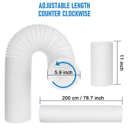 Portable Air Conditioner Window Kit with 5.9" Exhaust Hose, Portable AC Window Vent Kit for Sliding Window Seal with PVC Plate, Universal Coupler Fits 5.9 & 5.1 Inch Diameter Exhaust Hose - Available at All In One Marketplace Canada