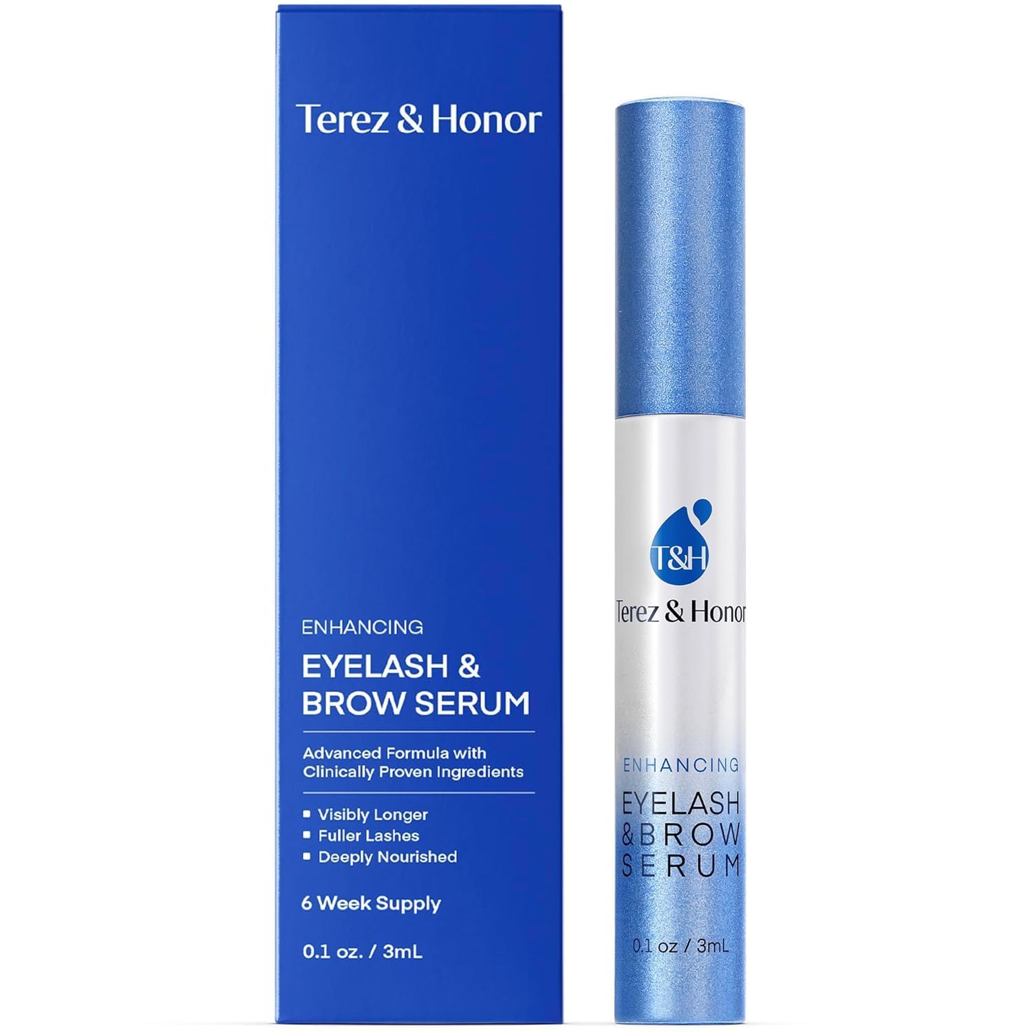 Terez & Honor Enhancing Lash & Brow Serum for Fuller, Thicker-Looking Lashes – Peptide Conditioner for Healthier-Looking Brows & Lashes, Gentle & Nourishing Formula - Available at All In One Marketplace Canada