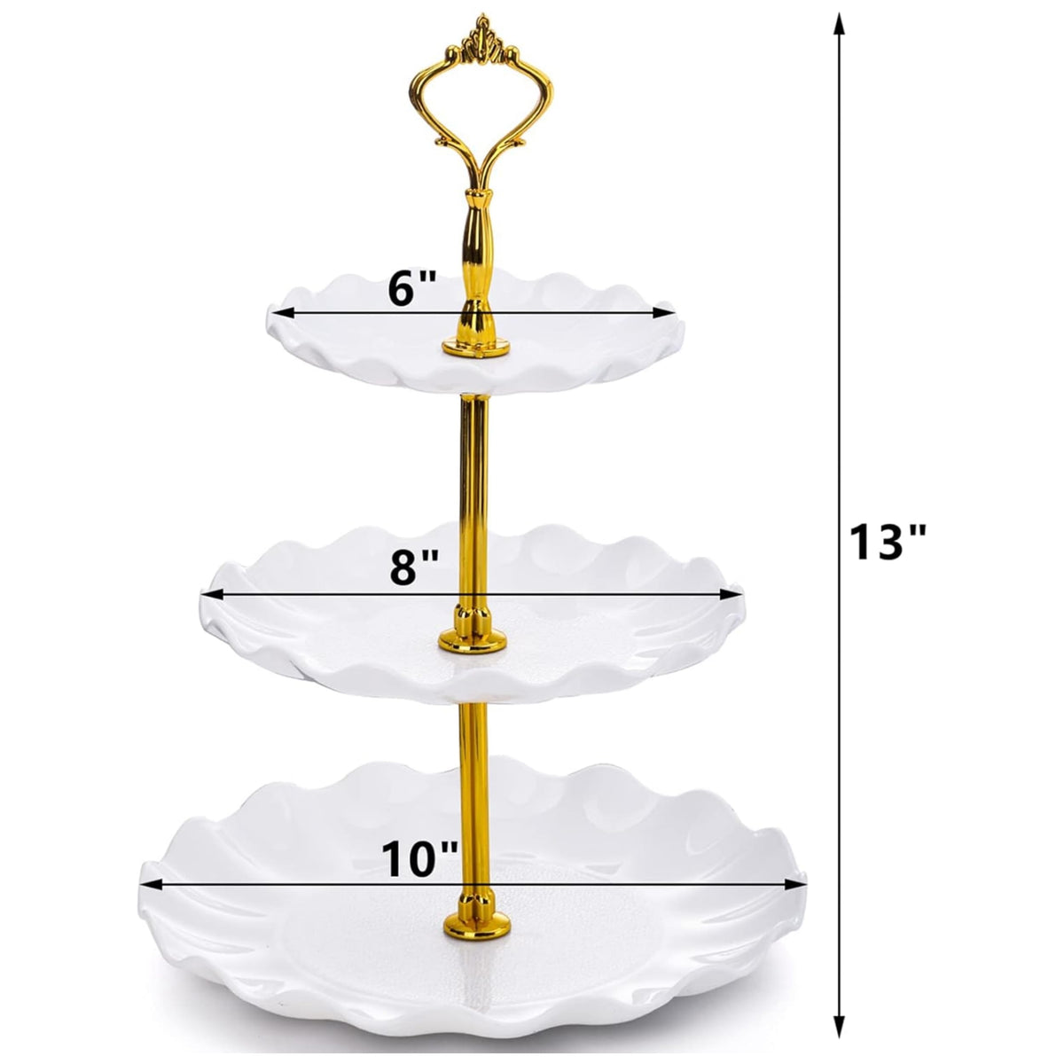 DEAYOU 4 Pack 3-Tier Cupcake Dessert Stand, Plastic Tiered Cake Stand Display Tower, Pastry Serving Tray Platter Rack Holder for Buffet, Cookie, Party, Wedding, Home Decor, White Gold, Black Gold 🍁 All In One Marketplace Canada