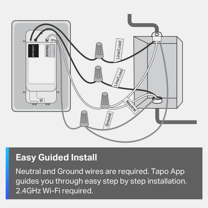 TP-Link Tapo Smart Light Switch, Matter Compatible, Single Pole, Neutral Wire Required, Voice Control w/Siri, Alexa & Google Home, UL Certified, Timer & Schedule, Guided Install, Tapo S505(2-Pack) Tapo