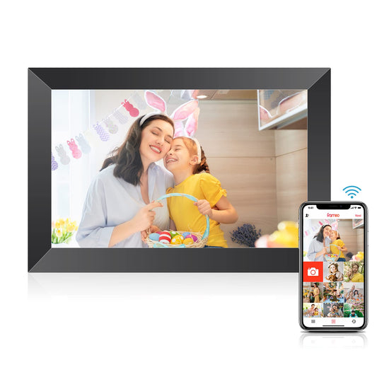 FRAMEO Digital Photo Frame 10.1 Inch, IPS Touch Screen Smart WiFi Digital Picture Frame with 32GB Storage, Wall Mountable, Auto-Rotate, Share Photos and Videos via App from Anywhere - Available at All In One Marketplace Canada