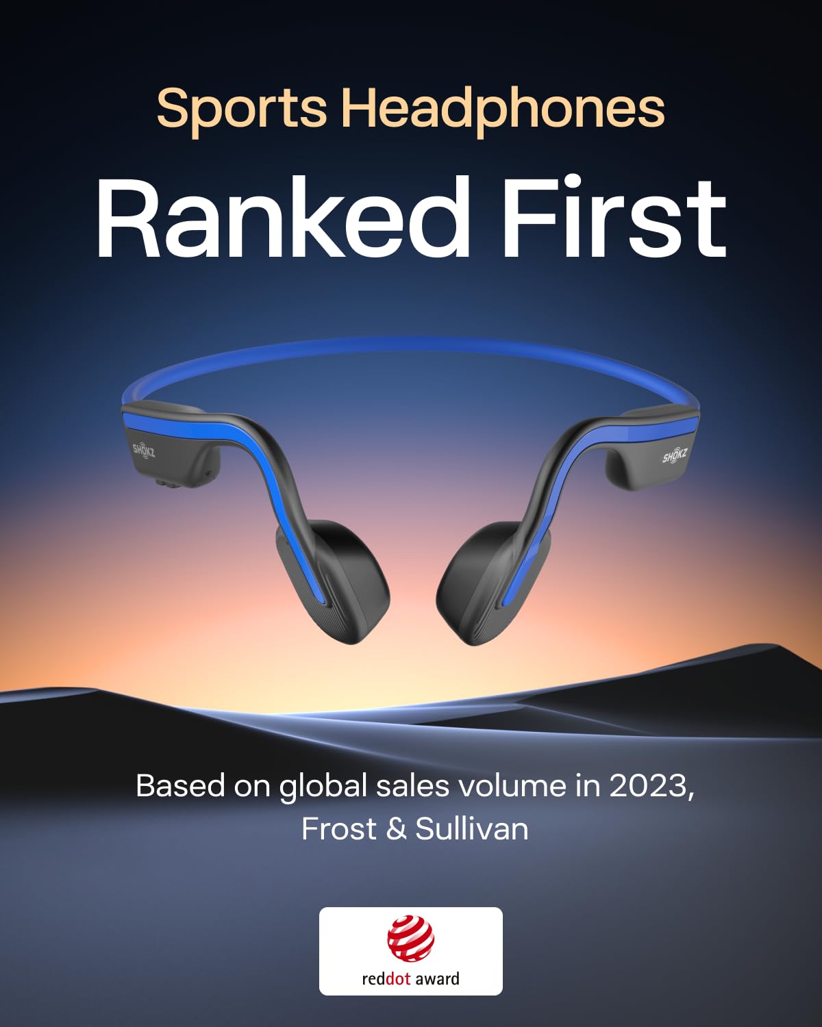 Shokz (AfterShokz) OpenMove - Open-Ear Bluetooth Sport Headphones - Bone Conduction Wireless Earphones - Sweatproof for Running and Workouts, with Sticker Pack (Blue)