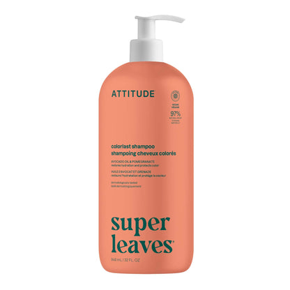 ATTITUDE Colorlast Hair Shampoo, EWG Verified, For Color Treated Hair, Protects Color, Naturally Derived Ingredients, Vegan and Plant Based, Avocado Oil & Pomegranate, 946 mL