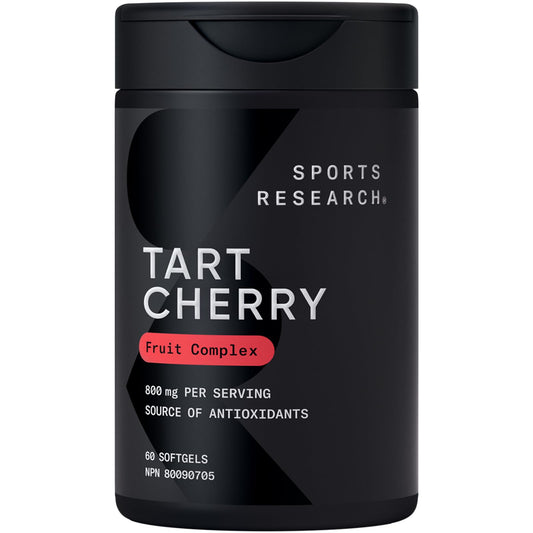 Sports Research® Tart Cherry Concentrate - Made from Organic Montmorency Tart Cherries - Fruit Complex - Non-GMO & Gluten Free Formula - 60 Liquid Softgels for Daily Use - Available at All In One Marketplace Canada