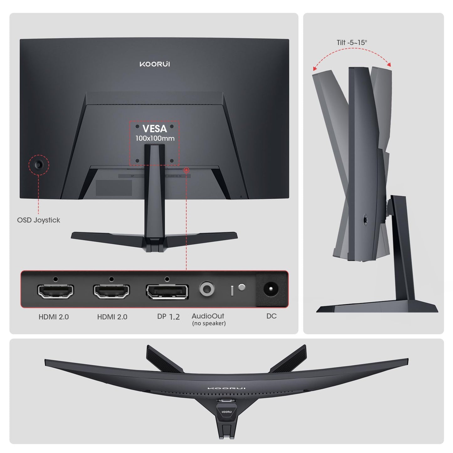 KOORUI 27 Inch Curved Gaming Monitor, 180Hz 1ms 1080P 1500R, Adaptive Sync 🍁 All In One Marketplace Canada