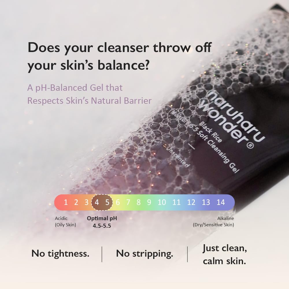 Haruharu Wonder Black Rice Moisture 5.5 Soft Cleansing Gel 100ml Fermented Black Rice Face Wash Foam Cleanser - Available at All In One Marketplace Canada